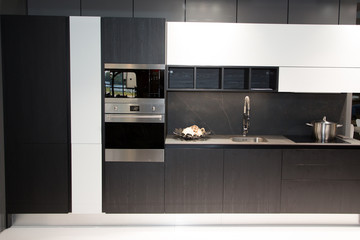 beautiful and modern spacious black kitchen in the recent house