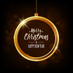 Elegant Christmas Background with Shining Gold Christmas Ball. All elements are on separate layers. Vector, illustration, eps10