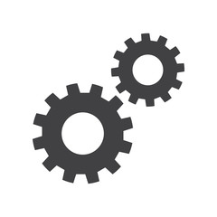 Setting gear flat icon on isolated white transparent background.	
