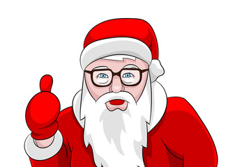 Santa claus thumbs up portrait isolated on white