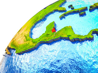 Belize on 3D Earth model with visible country borders.