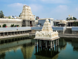 View of Kamakshi Amman Temple in Kanchipuram, India.