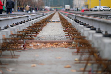 Repair of tram or railway tracks