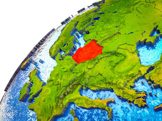 Poland on 3D Earth model with visible country borders.
