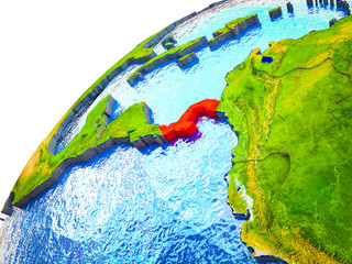 Panama on 3D Earth model with visible country borders.