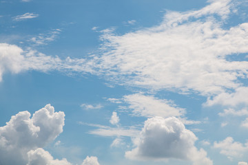 Fototapeta na wymiar blue sky and white fluffy cloudy background .