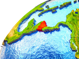 Nicaragua on 3D Earth model with visible country borders.