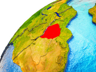 Zimbabwe on 3D Earth model with visible country borders.