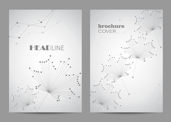 Brochure template layout design. Abstract geometric background with connected lines and dots