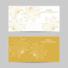 Set of horizontal banners. Abstract vector maple leaves made of connected lines and dots on white background