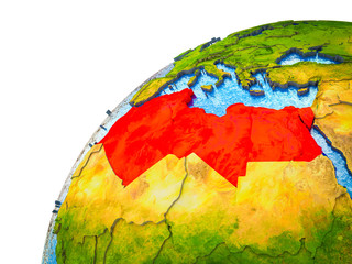 North Africa on 3D Earth model with visible country borders.