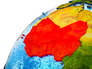 Western Africa on 3D Earth model with visible country borders.