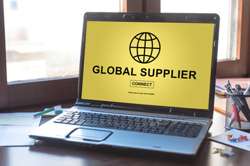 Global supplier concept on a laptop screen