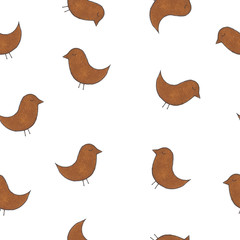 Pattern with hand drawn birds. Pattern for textiles and wallpaper