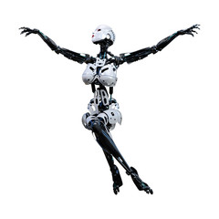 3D Rendering Female Robot on White