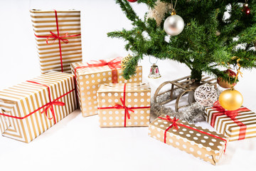 Christmas tree with presents underneath. High resolution image for Christmas Holliday.