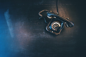 Black vintage landline telephone