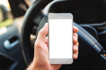 Using smartphone in car, mock up screen