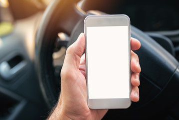 Using smartphone in car, mock up screen