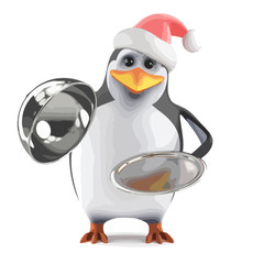 Vector 3d Xmas penguin silver service