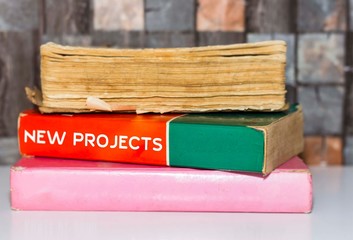 New Projects - Business Book Title on wooden white table 