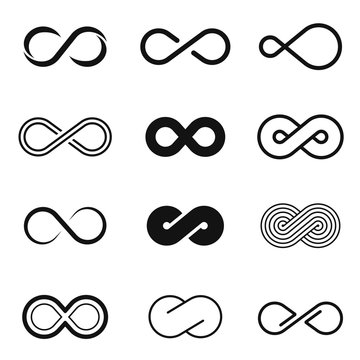 Infinity geometric emblem set, eternity symbol collection