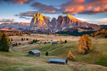 Washable wall murals Dolomites Dolomites. Landscape image of Seiser Alm a Dolomite plateau and the largest high-altitude Alpine meadow in Europe.