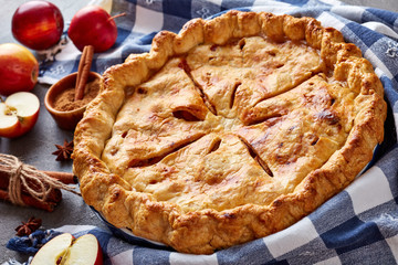 apple pie on a concrete table