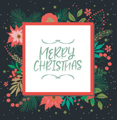 Merry Christmas greeting card. Editable vector illustration