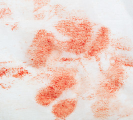 White napkin in red blood as background