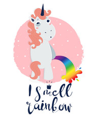 Very bad unicorn. Hand drawn vector illustration