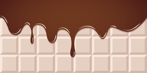 sugar glaze on white chocolate bar background