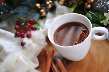 Obraz na płótnie Canvas Top view a Cup of Hot Chocolate