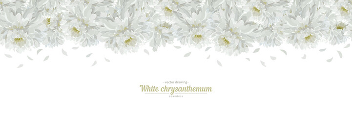 Floral posters, banners, greeting card - white chrysanthemums