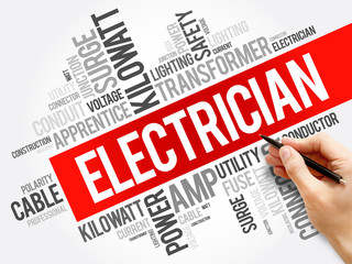 Electrician word cloud collage, concept background