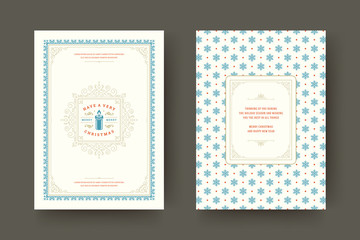 Christmas greeting card design template vector illustration.