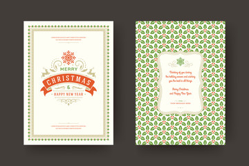 Christmas greeting card design template vector illustration.