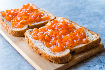 Carrot and Rose Jam on Bread / Mixed Marmalade