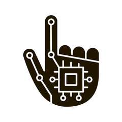 Robotic hand glyph icon