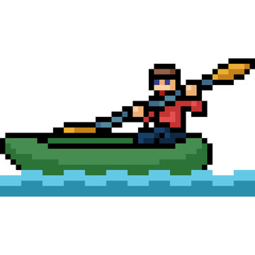 vector pixel art canoe boat