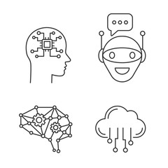 Artificial intelligence linear icons set