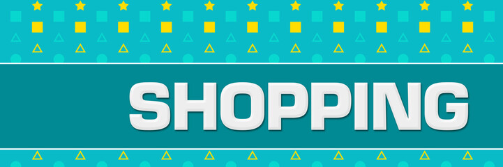 Shopping Turquoise Yellow Basic Shapes Horizontal 