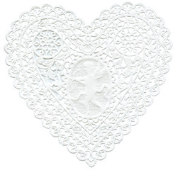 レースペーパー風ハート装飾（キューピッド入り） | Lace Paper Heart Decoration with Cupid