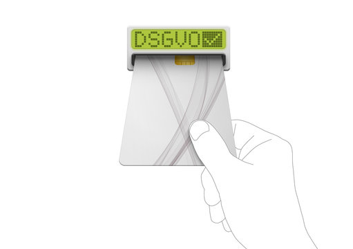 DSGVO Häkchen Hand Chipkarte Kartenleser