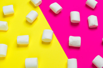 minimal sweet marshmallow on color background