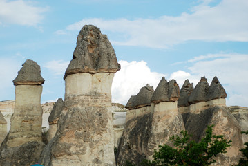 Fantastic stone landscapes of Cappadocia in Turkey