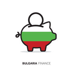 Bulgaria economic concept. Piggy bank with national flag.