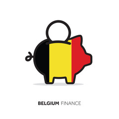 Belgium economic concept. Piggy bank with national flag.