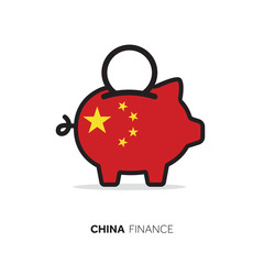 China economic concept. Piggy bank with national flag.