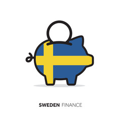 Sweden economic concept. Piggy bank with national flag.